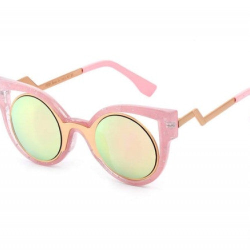 Round Mirror Lens Women Sunglasses